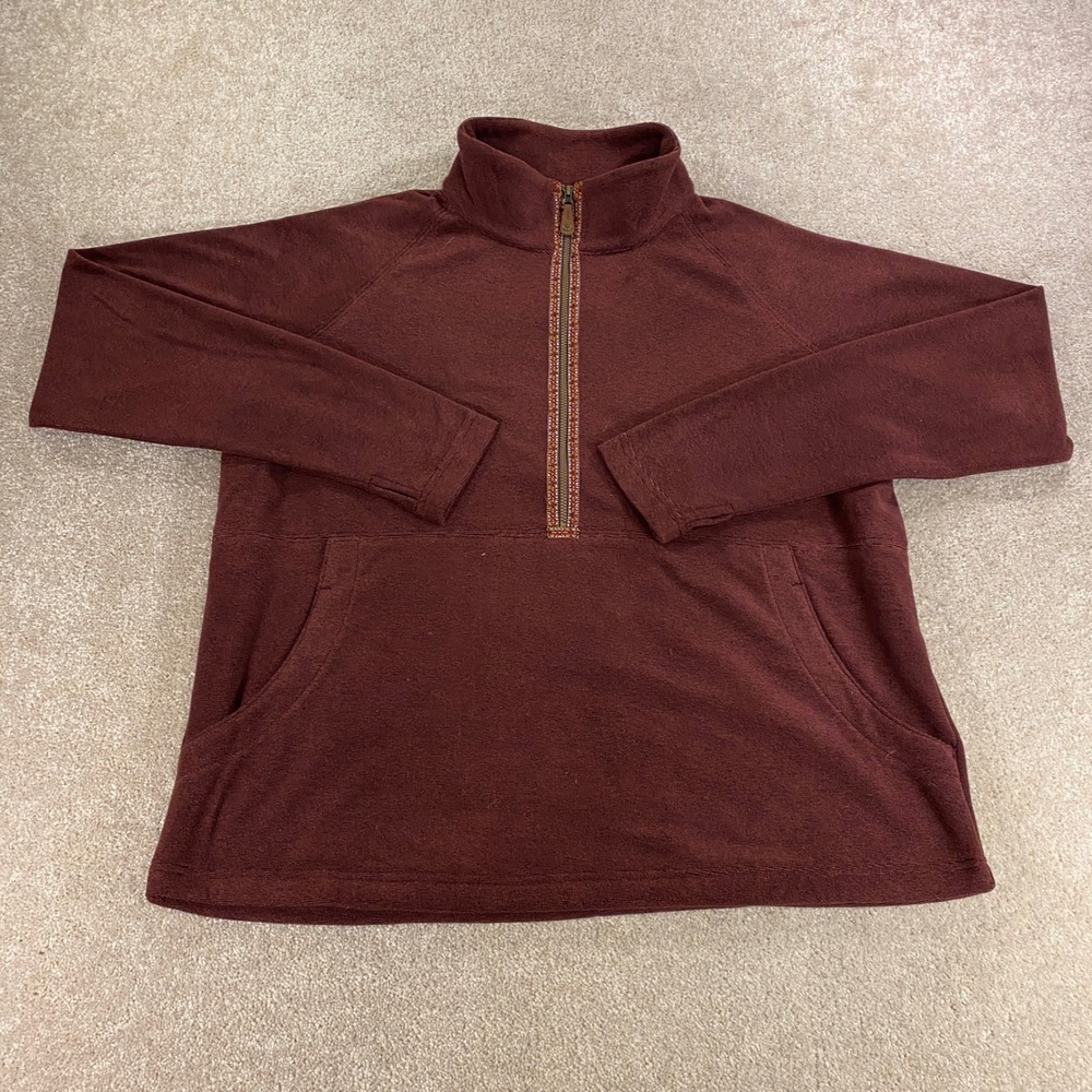 Sherpa Adventure Gear Pullover Womens XL Burgundy 1/4 Zip Fleece Thumbholes